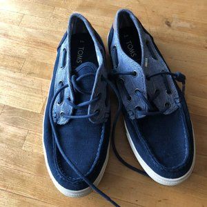Tom's Top-Siders Shoes Navy Blue Denim Colors Canvas Size M8